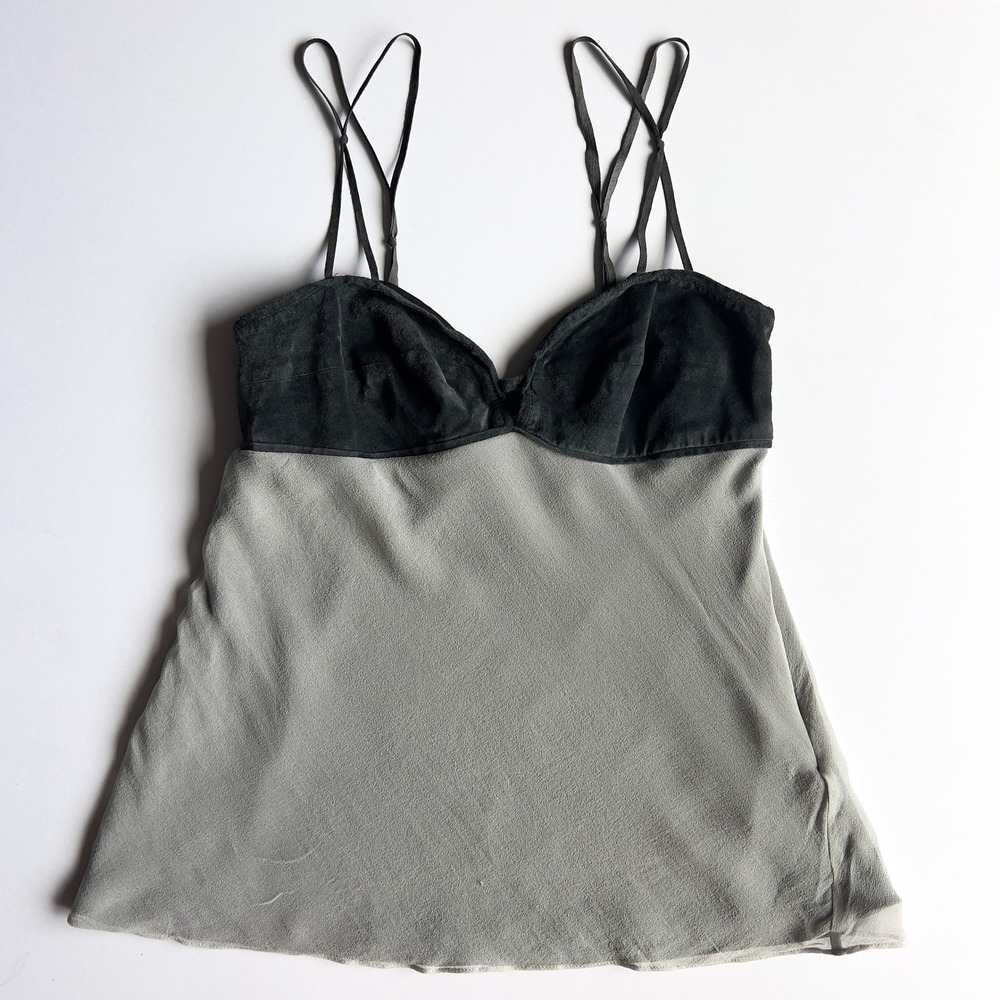 To The Max Vintage Silk and Leather Cami Top